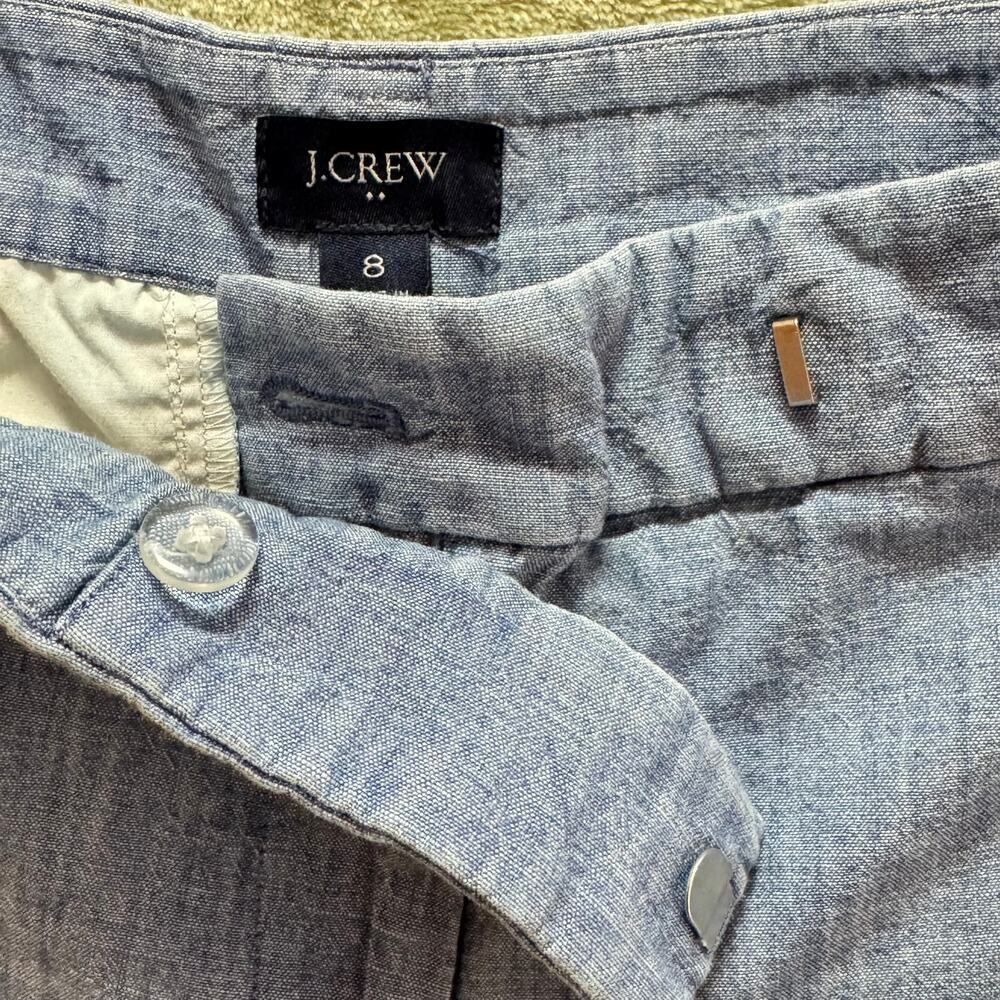 Crew 100% Linen Scalloped Hem Shorts Chambray Resort Vacation Preppy - Picture 5 of 9